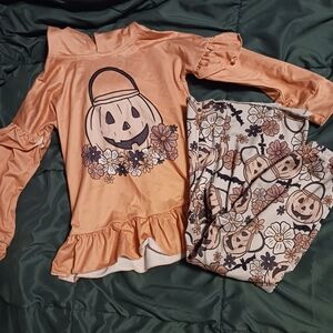 Girls Unbranded Jack O Lantern Outfit Bell Bottom Pants Size 3T